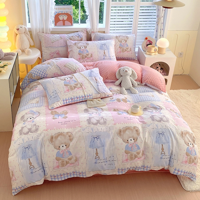 91家纺网 家纺一手货源 找家纺 金鑫汇家纺 2025新款全棉豆豆绒系列单被套-棉加绒系列 棉加豆豆绒-熊熊精灵