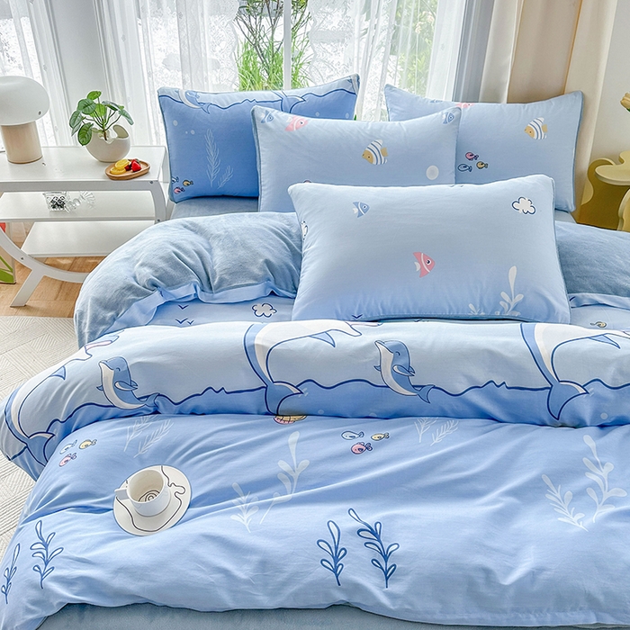 91家纺网 家纺一手货源 找家纺 金鑫汇家纺 2025新款全棉豆豆绒系列单被套-棉加绒系列 棉加绒-海洋世界