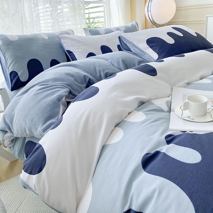 91家纺网 家纺一手货源 找家纺 金鑫汇家纺 2025新款全棉豆豆绒系列单被套-棉加绒系列 棉加绒-奶油蓝