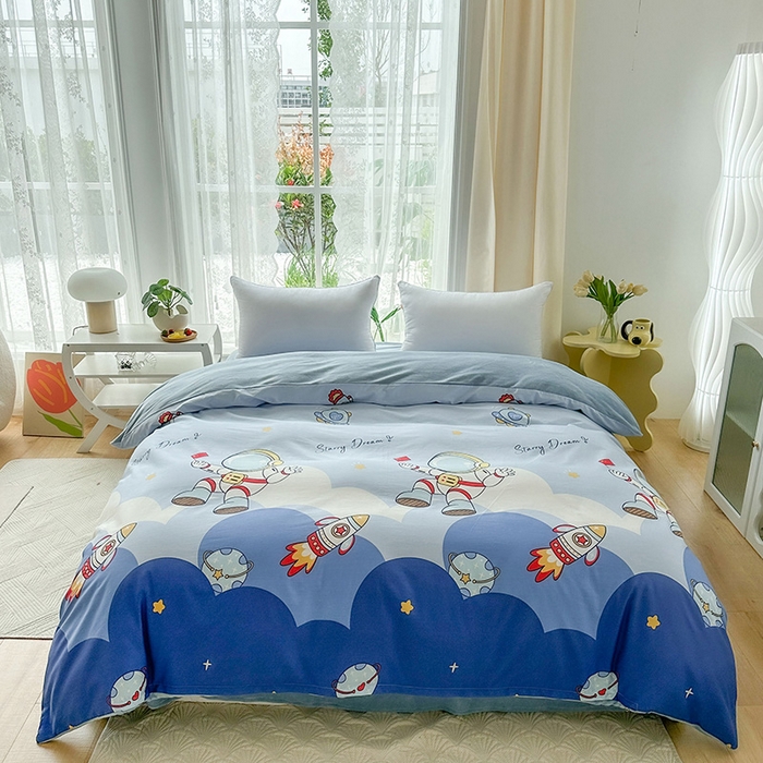 金鑫汇家纺 2025新款全棉豆豆绒系列单被套-棉加绒系列 棉加绒-翱翔太空