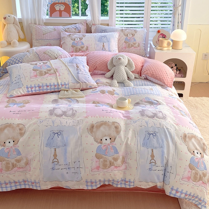 91家纺网 家纺一手货源 找家纺 金鑫汇家纺 2025新款全棉豆豆绒系列单被套-棉加绒系列 棉加豆豆绒-熊熊精灵