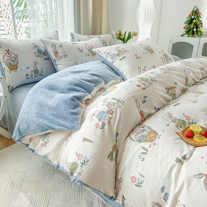 91家纺网 家纺一手货源 找家纺 金鑫汇家纺 2025新款全棉豆豆绒系列单被套-棉加绒系列 棉加绒-收获满满