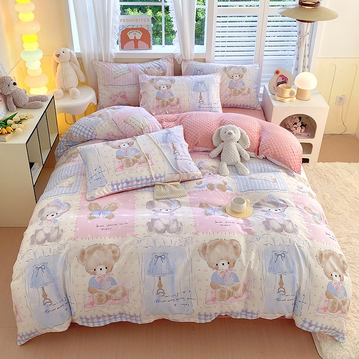 91家纺网 家纺一手货源 找家纺 金鑫汇家纺 2025新款全棉豆豆绒系列单被套-棉加绒系列 棉加豆豆绒-熊熊精灵