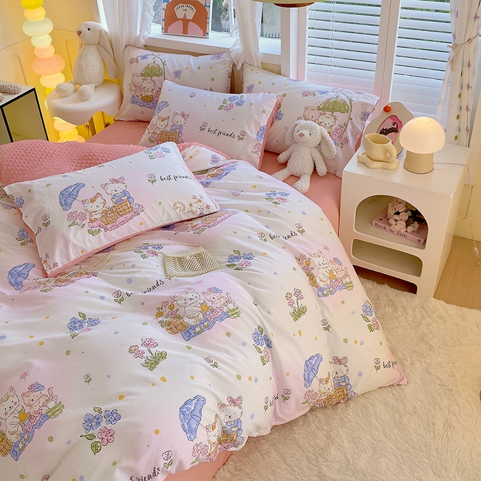 91家纺网 家纺一手货源 找家纺 金鑫汇家纺 2025新款全棉豆豆绒系列单被套-棉加绒系列 棉加豆豆绒-喵喵日记