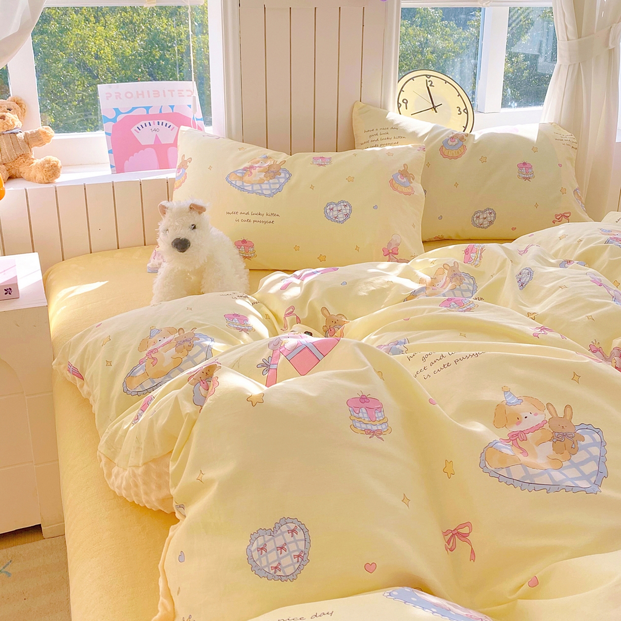 91家纺网 家纺一手货源 找家纺 金鑫汇家纺 2025新款全棉豆豆绒系列单被套-棉加绒系列 棉加豆豆绒-祈愿萌宠-黄