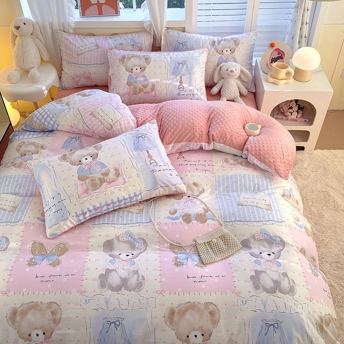 91家纺网 家纺一手货源 找家纺 金鑫汇家纺 2025新款全棉豆豆绒系列单被套-棉加绒系列 棉加豆豆绒-熊熊精灵