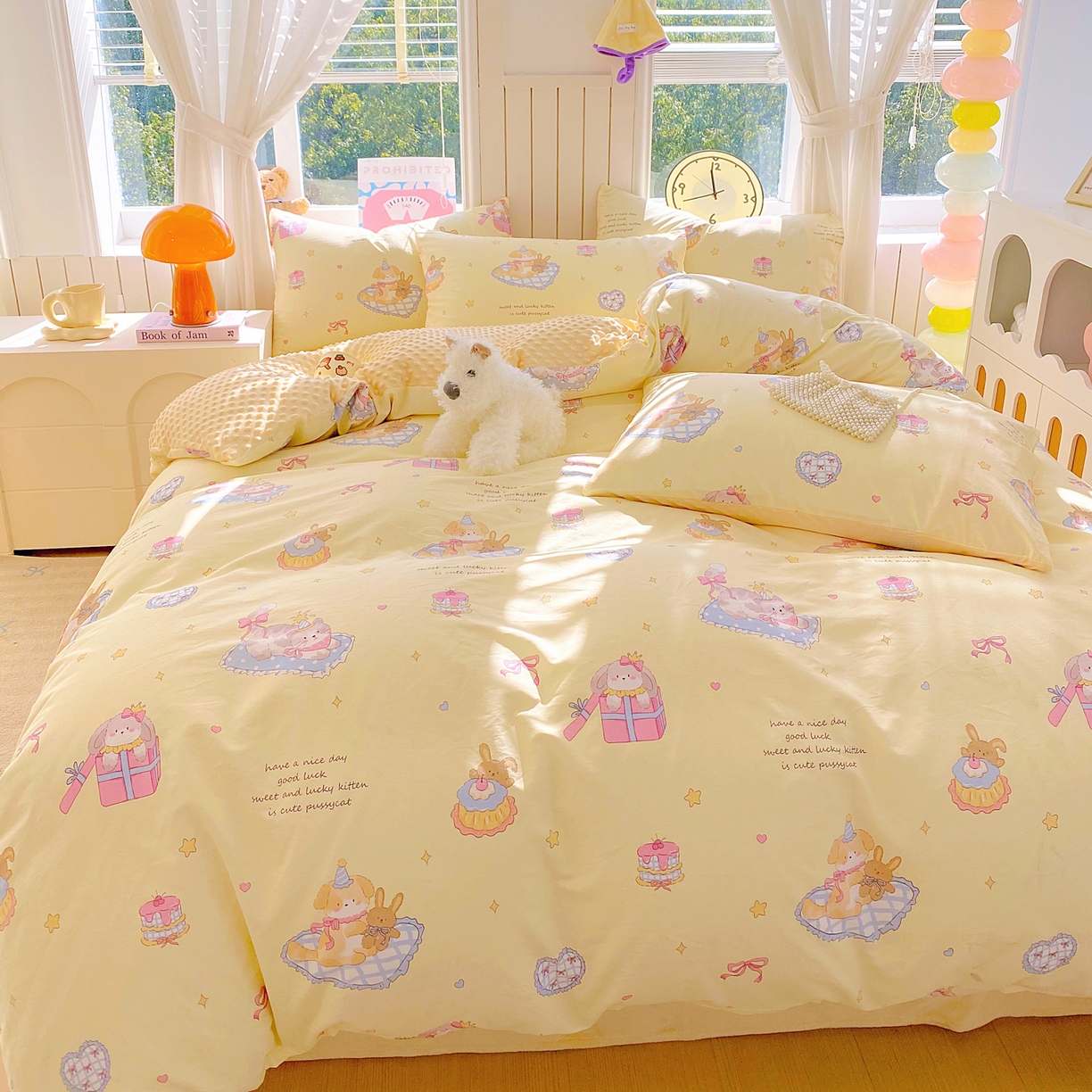 金鑫汇家纺 2025新款全棉豆豆绒系列单被套-棉加绒系列 棉加豆豆绒-祈愿萌宠-黄