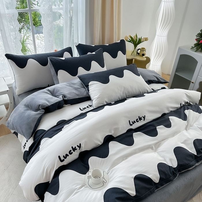 91家纺网 家纺一手货源 找家纺 金鑫汇家纺 2025新款全棉豆豆绒系列单被套-棉加绒系列 棉加绒-波浪世界