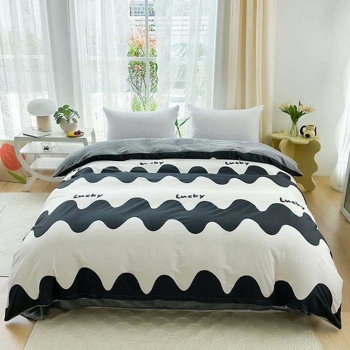 金鑫汇家纺 2025新款全棉豆豆绒系列单被套-棉加绒系列 棉加绒-波浪世界