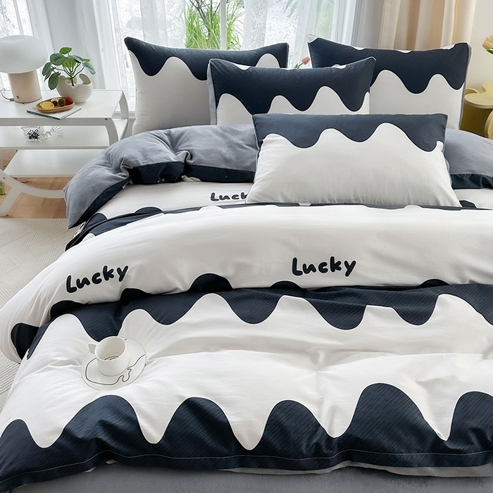 91家纺网 家纺一手货源 找家纺 金鑫汇家纺 2025新款全棉豆豆绒系列单被套-棉加绒系列 棉加绒-波浪世界