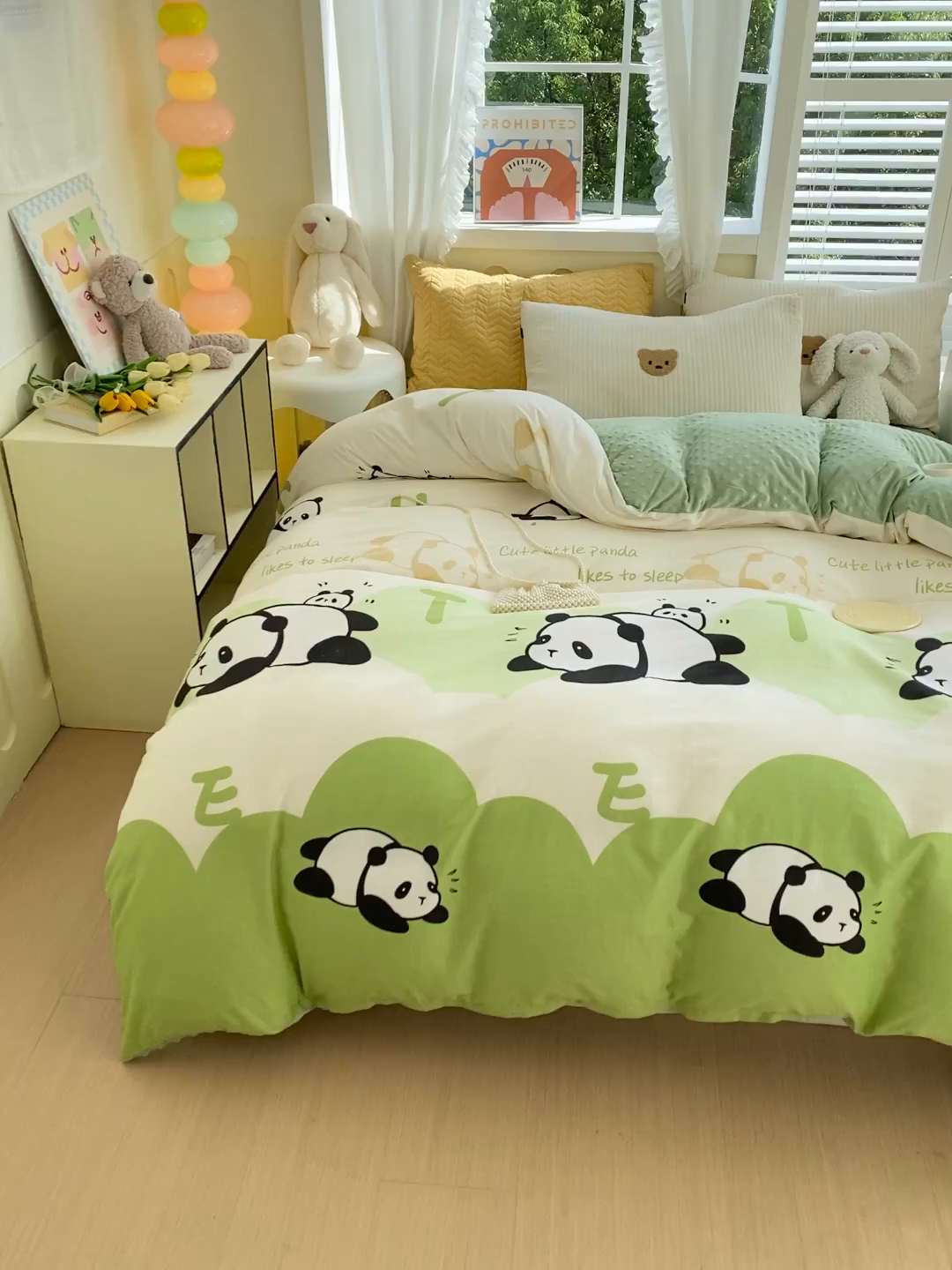 91家纺网 家纺一手货源 找家纺 金鑫汇家纺 2025新款全棉豆豆绒系列单被套-棉加绒系列 棉加豆豆绒-可爱熊猫