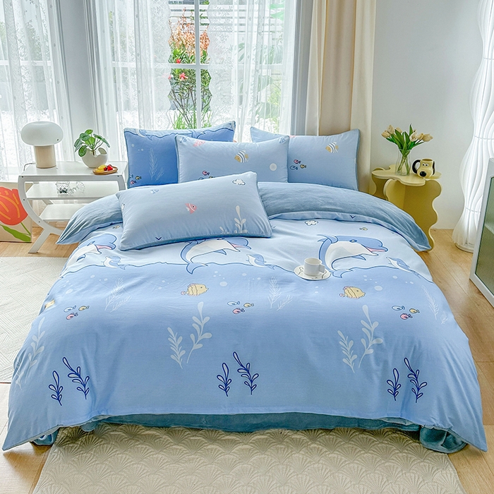 91家纺网 家纺一手货源 找家纺 金鑫汇家纺 2025新款全棉豆豆绒系列单被套-棉加绒系列 棉加绒-海洋世界