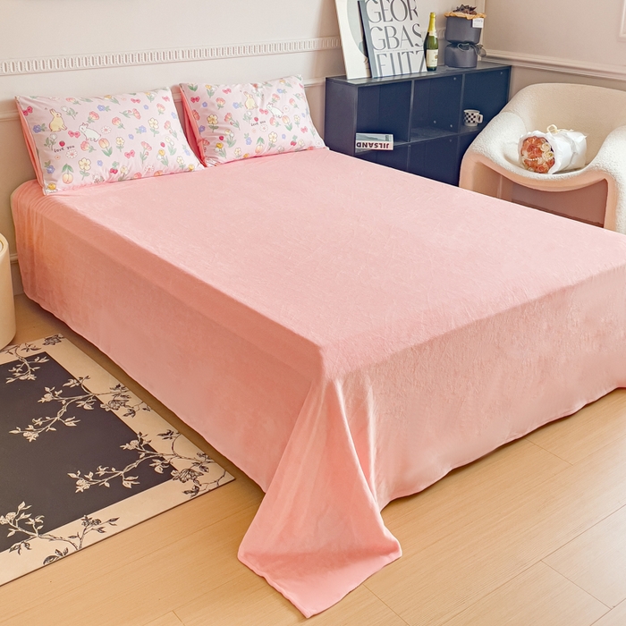 91家纺网 家纺一手货源 找家纺 金鑫汇家纺 2025新款全棉豆豆绒系列单被套-棉加绒系列 棉加绒-荷枝桃桃