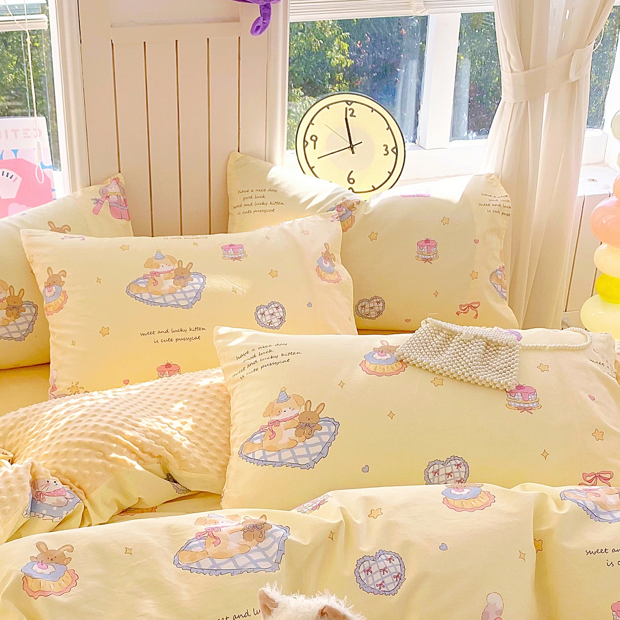 91家纺网 家纺一手货源 找家纺 金鑫汇家纺 2025新款全棉豆豆绒系列单枕套-棉加绒系列 棉加豆豆绒-祈愿萌宠黄