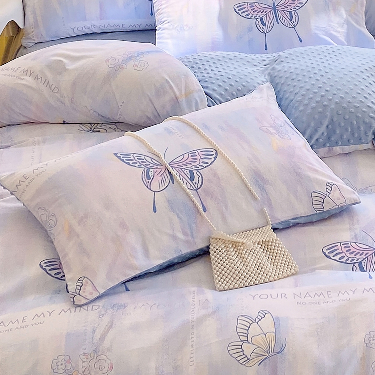 91家纺网 家纺一手货源 找家纺 金鑫汇家纺 2025新款全棉豆豆绒系列单枕套-棉加绒系列 棉加豆豆绒-梦蝶