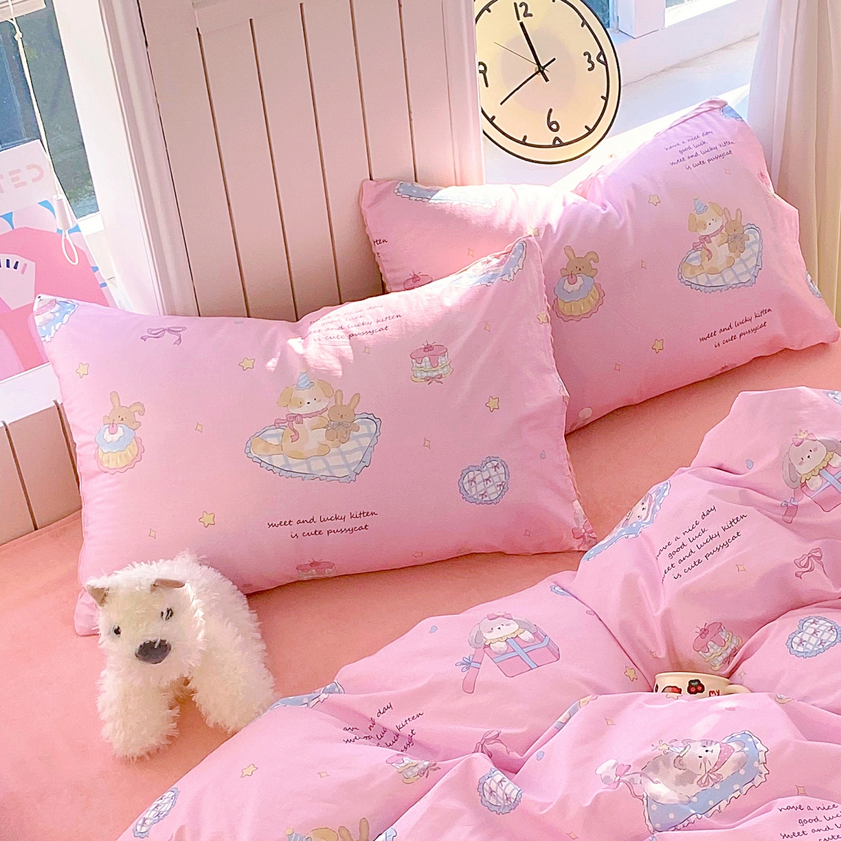 91家纺网 家纺一手货源 找家纺 金鑫汇家纺 2025新款全棉豆豆绒系列单枕套-棉加绒系列 棉加豆豆绒-祈愿萌宠粉