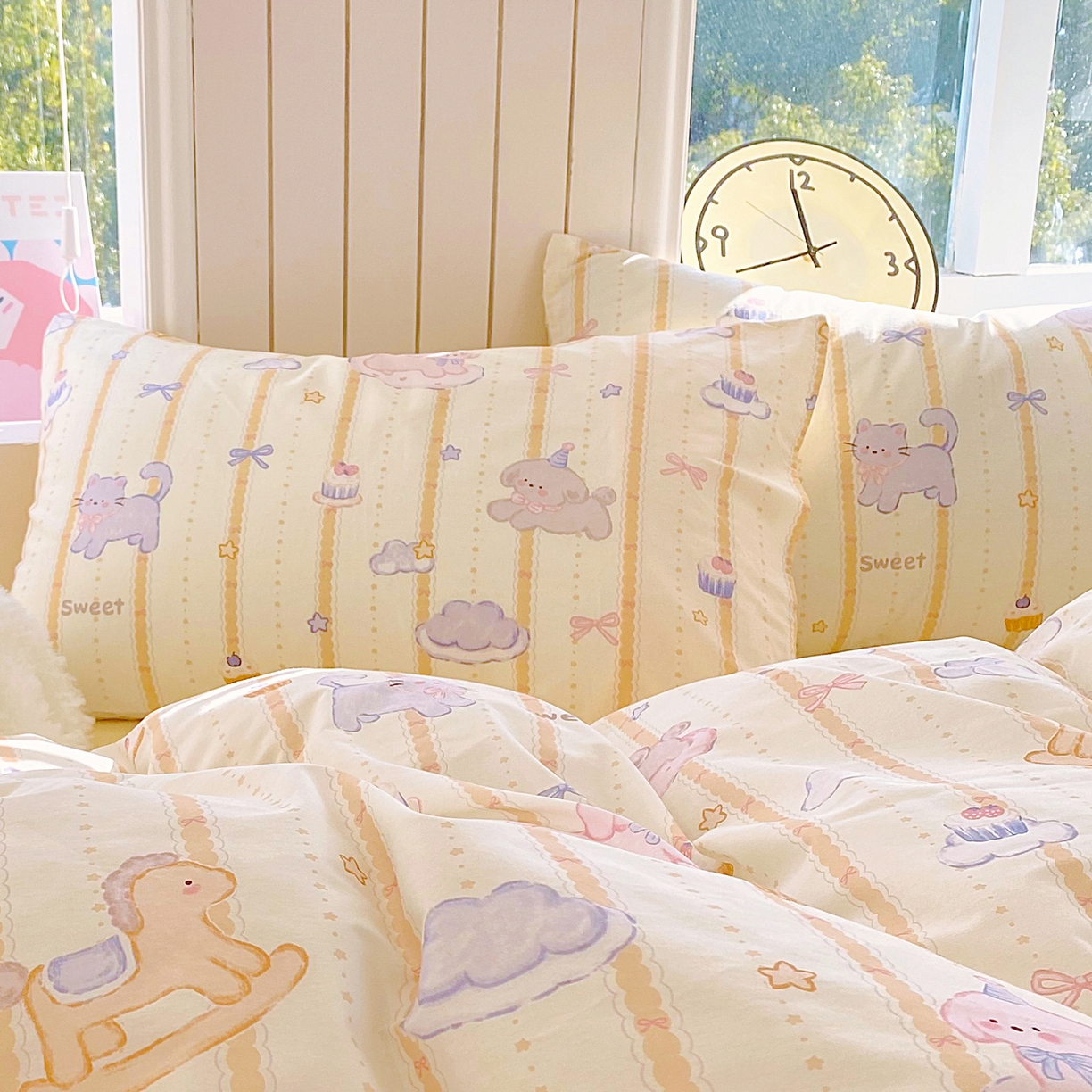 91家纺网 家纺一手货源 找家纺 金鑫汇家纺 2025新款全棉豆豆绒系列单枕套-棉加绒系列 棉加豆豆绒-甜梦园黄