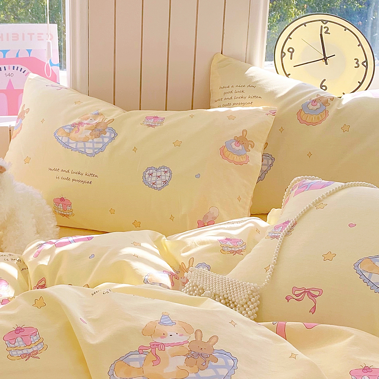 91家纺网 家纺一手货源 找家纺 金鑫汇家纺 2025新款全棉豆豆绒系列单枕套-棉加绒系列 棉加豆豆绒-祈愿萌宠黄