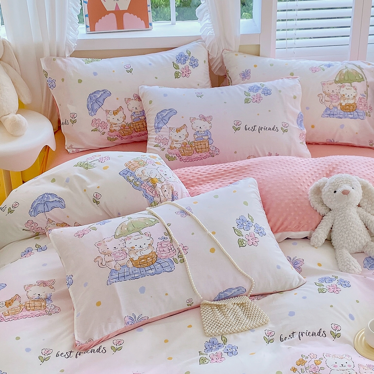 91家纺网 家纺一手货源 找家纺 （总）金鑫汇家纺 2025新款全棉豆豆绒系列单枕套-棉加绒系列