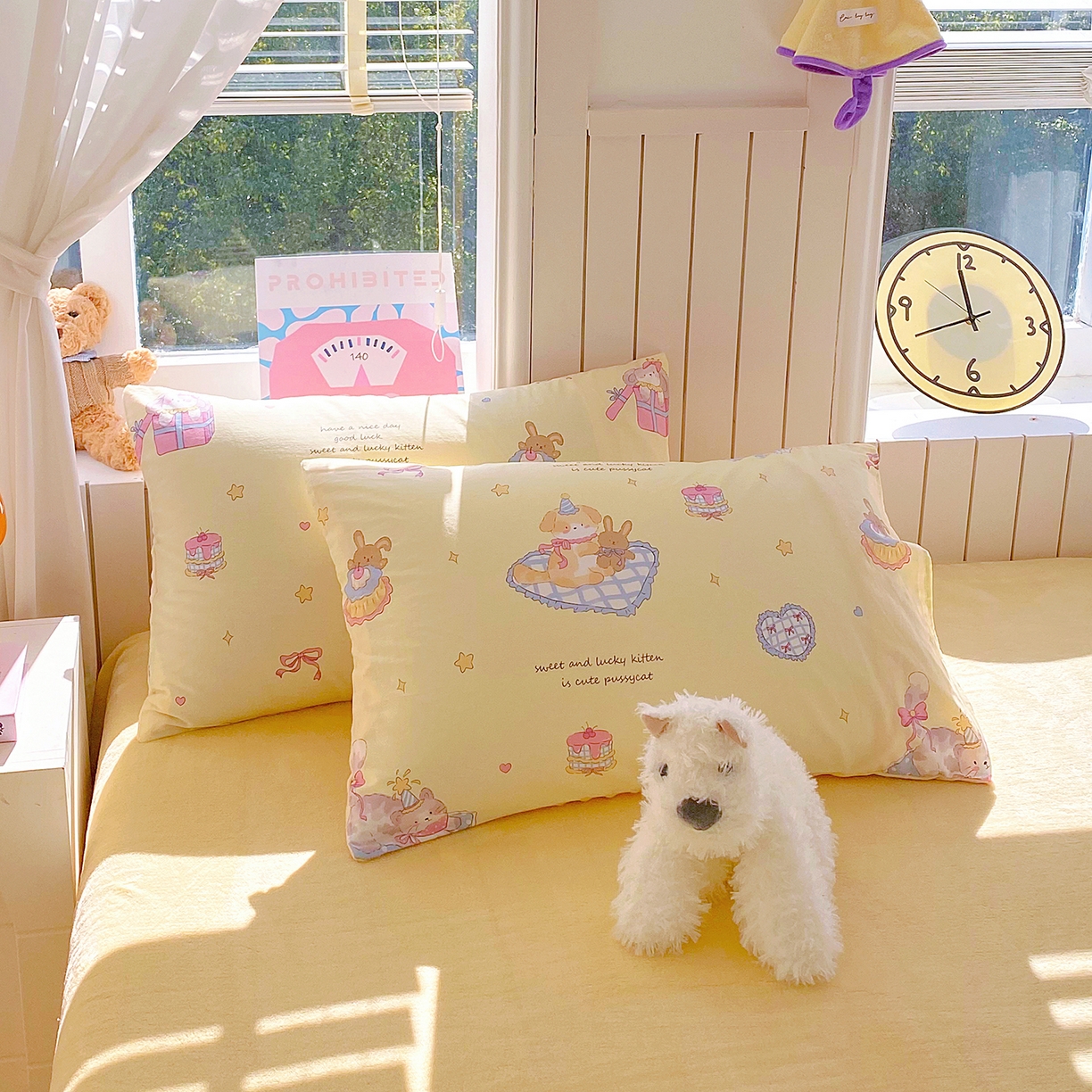 91家纺网 家纺一手货源 找家纺 金鑫汇家纺 2025新款全棉豆豆绒系列单枕套-棉加绒系列 棉加豆豆绒-祈愿萌宠黄