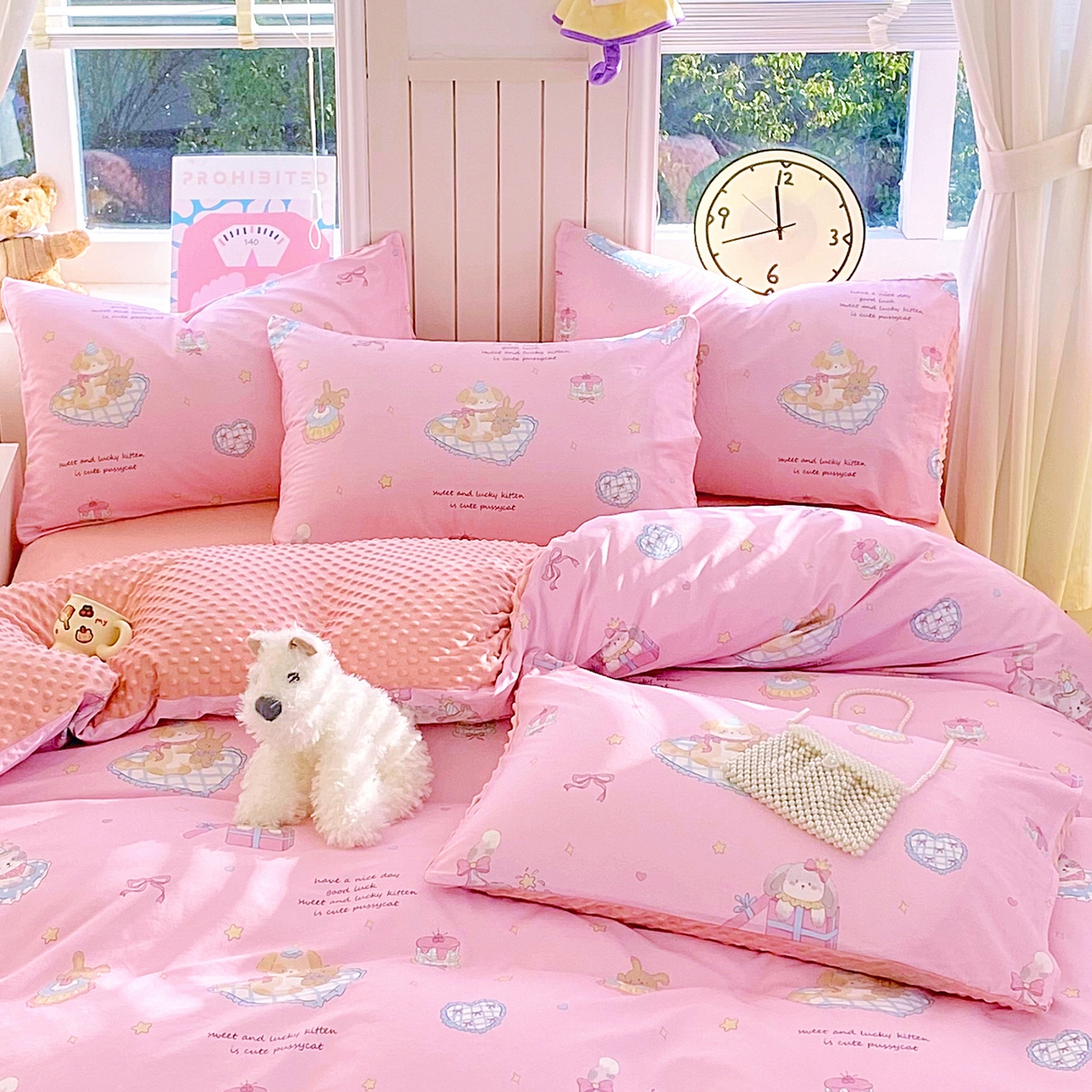 91家纺网 家纺一手货源 找家纺 金鑫汇家纺 2025新款全棉豆豆绒系列单枕套-棉加绒系列 棉加豆豆绒-祈愿萌宠粉