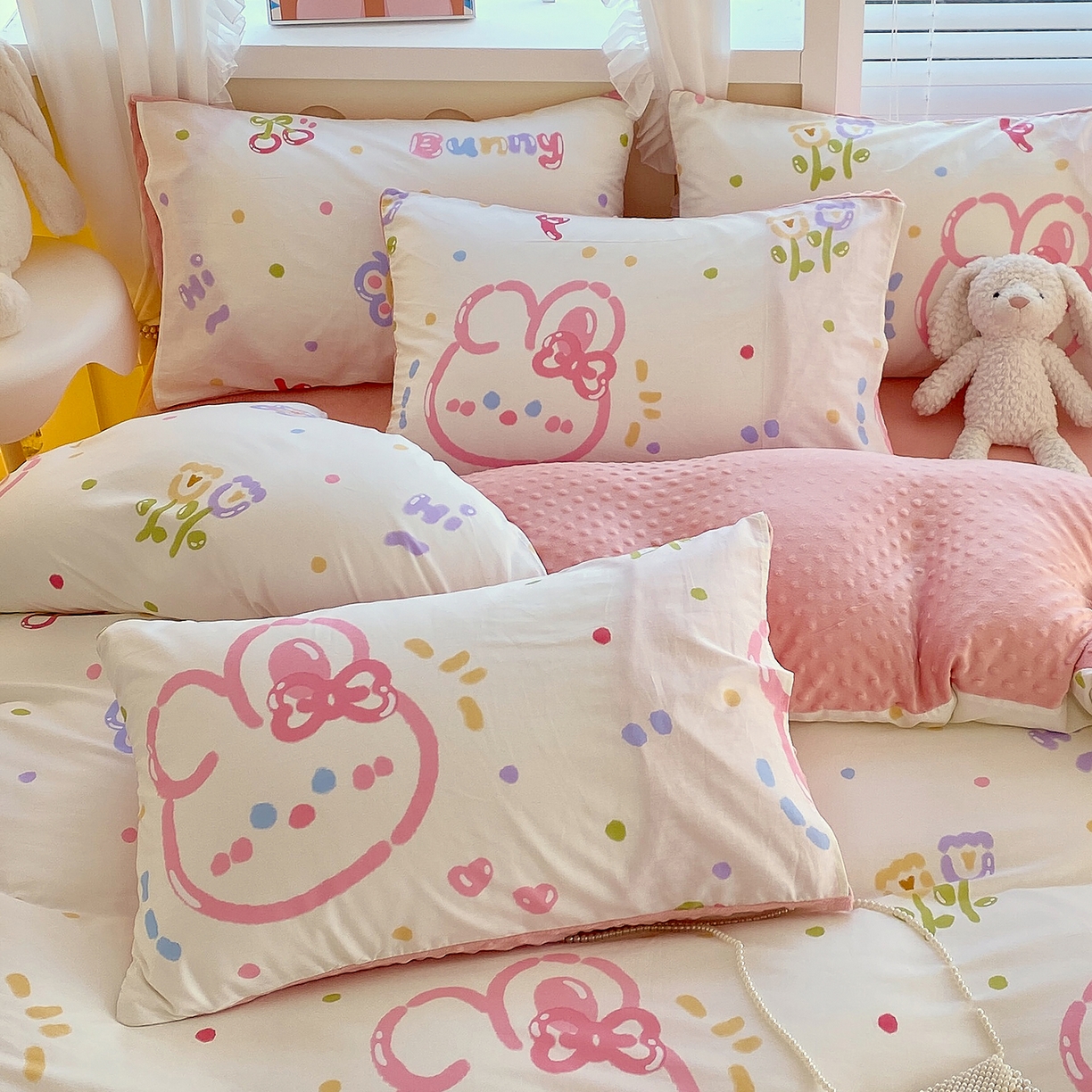 91家纺网 家纺一手货源 找家纺 （总）金鑫汇家纺 2025新款全棉豆豆绒系列单枕套-棉加绒系列