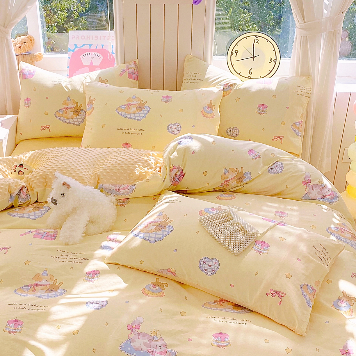 91家纺网 家纺一手货源 找家纺 金鑫汇家纺 2025新款全棉豆豆绒系列单枕套-棉加绒系列 棉加豆豆绒-祈愿萌宠黄