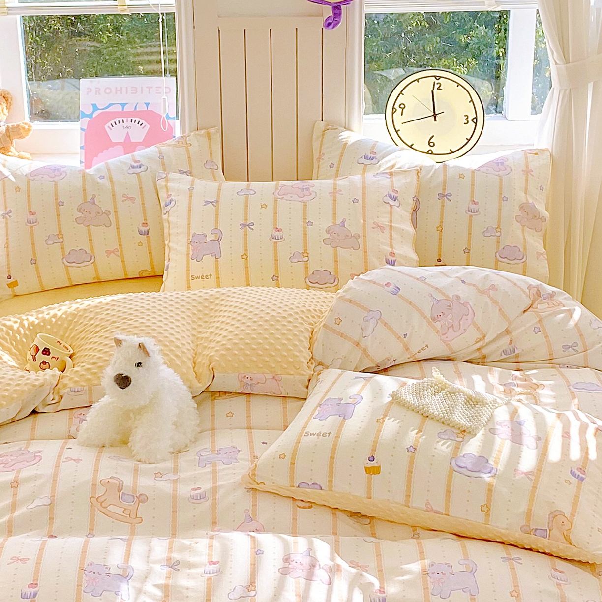 91家纺网 家纺一手货源 找家纺 金鑫汇家纺 2025新款全棉豆豆绒系列单枕套-棉加绒系列 棉加豆豆绒-甜梦园黄