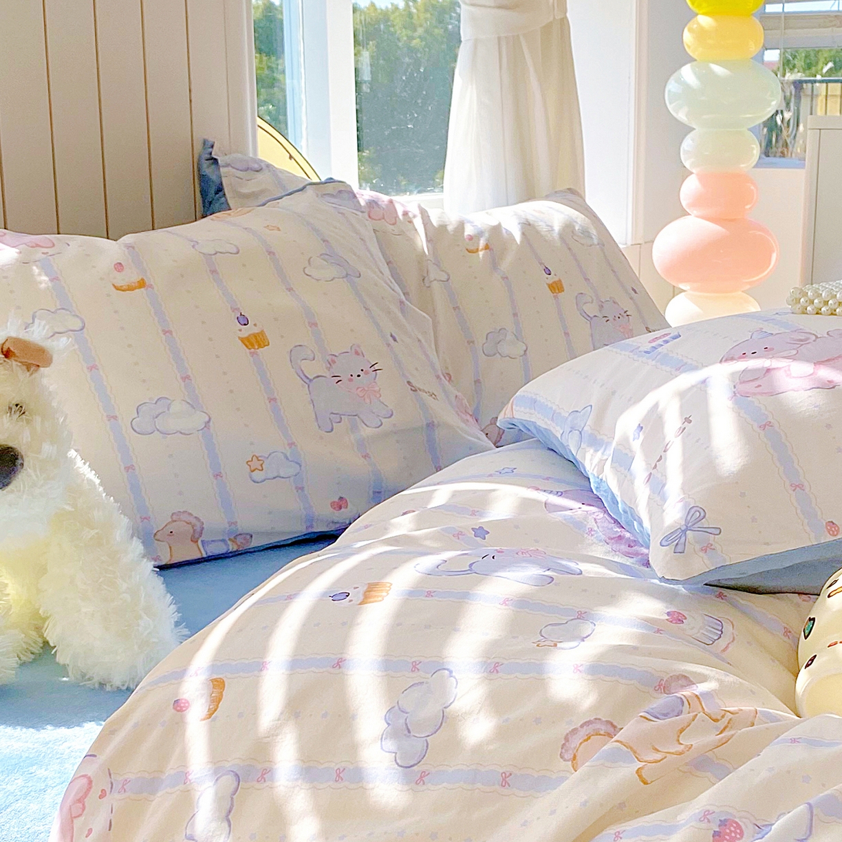 91家纺网 家纺一手货源 找家纺 金鑫汇家纺 2025新款全棉豆豆绒系列单枕套-棉加绒系列 棉加豆豆绒-甜梦园蓝