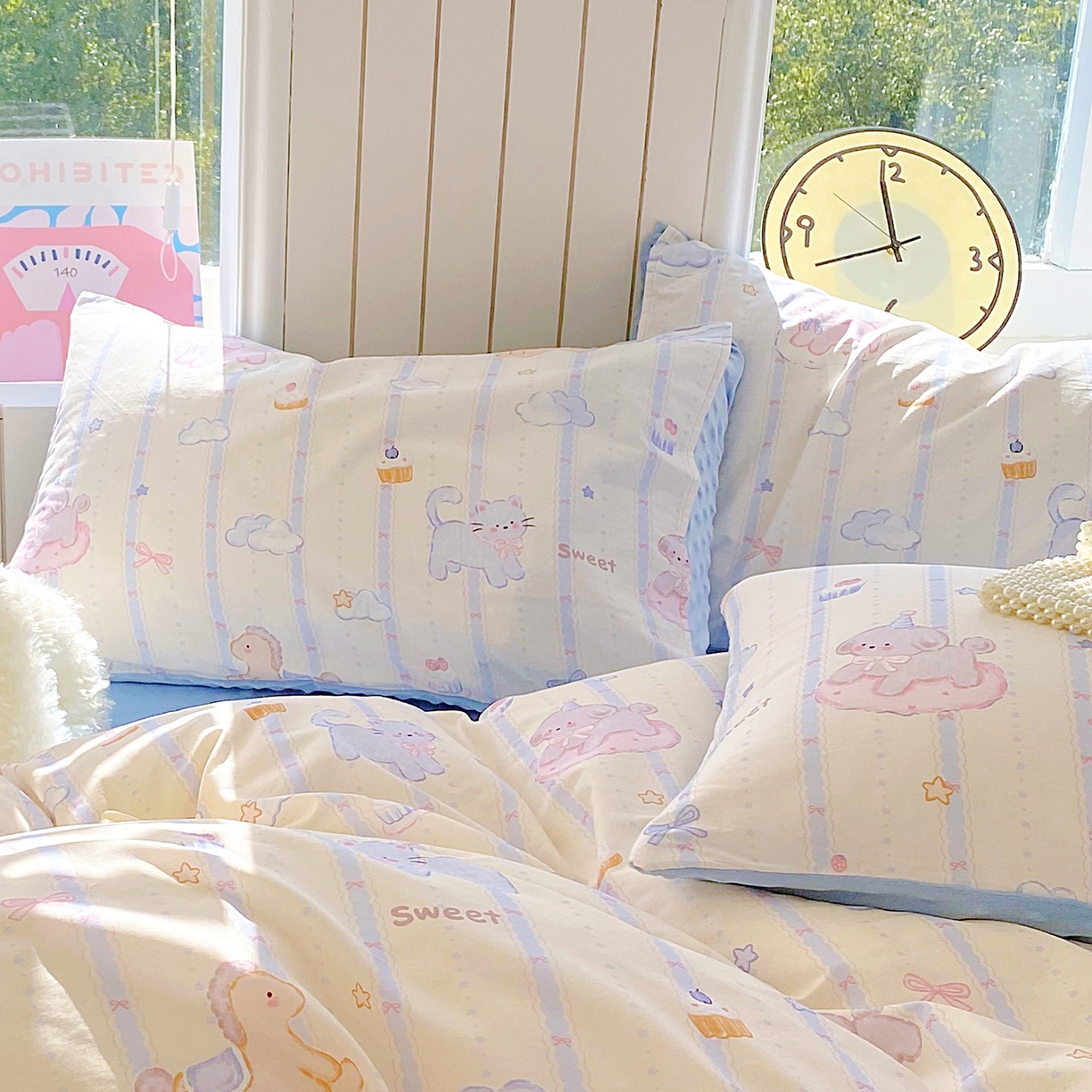 91家纺网 家纺一手货源 找家纺 金鑫汇家纺 2025新款全棉豆豆绒系列单枕套-棉加绒系列 棉加豆豆绒-甜梦园蓝