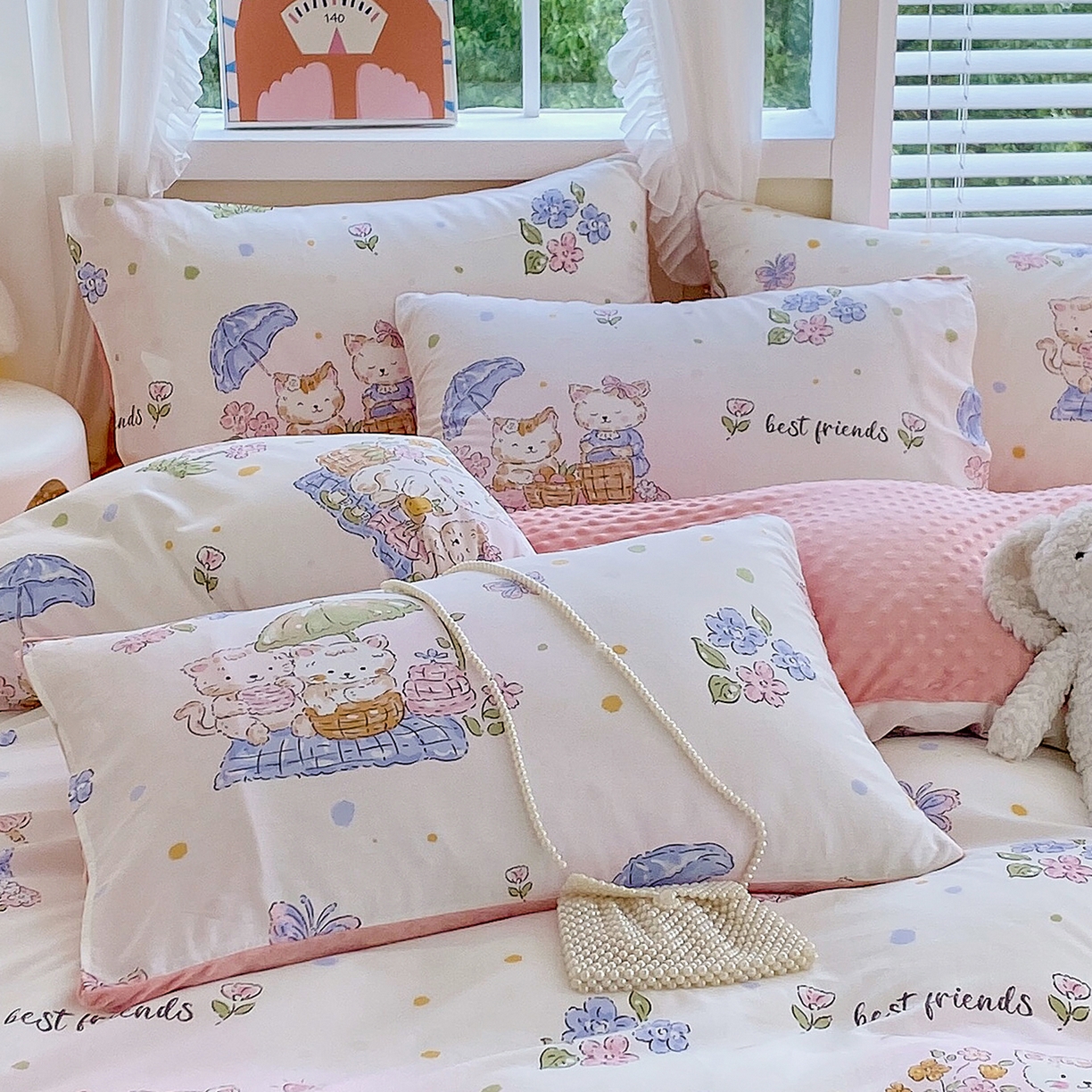 91家纺网 家纺一手货源 找家纺 金鑫汇家纺 2025新款全棉豆豆绒系列单枕套-棉加绒系列 棉加豆豆绒-喵喵日记