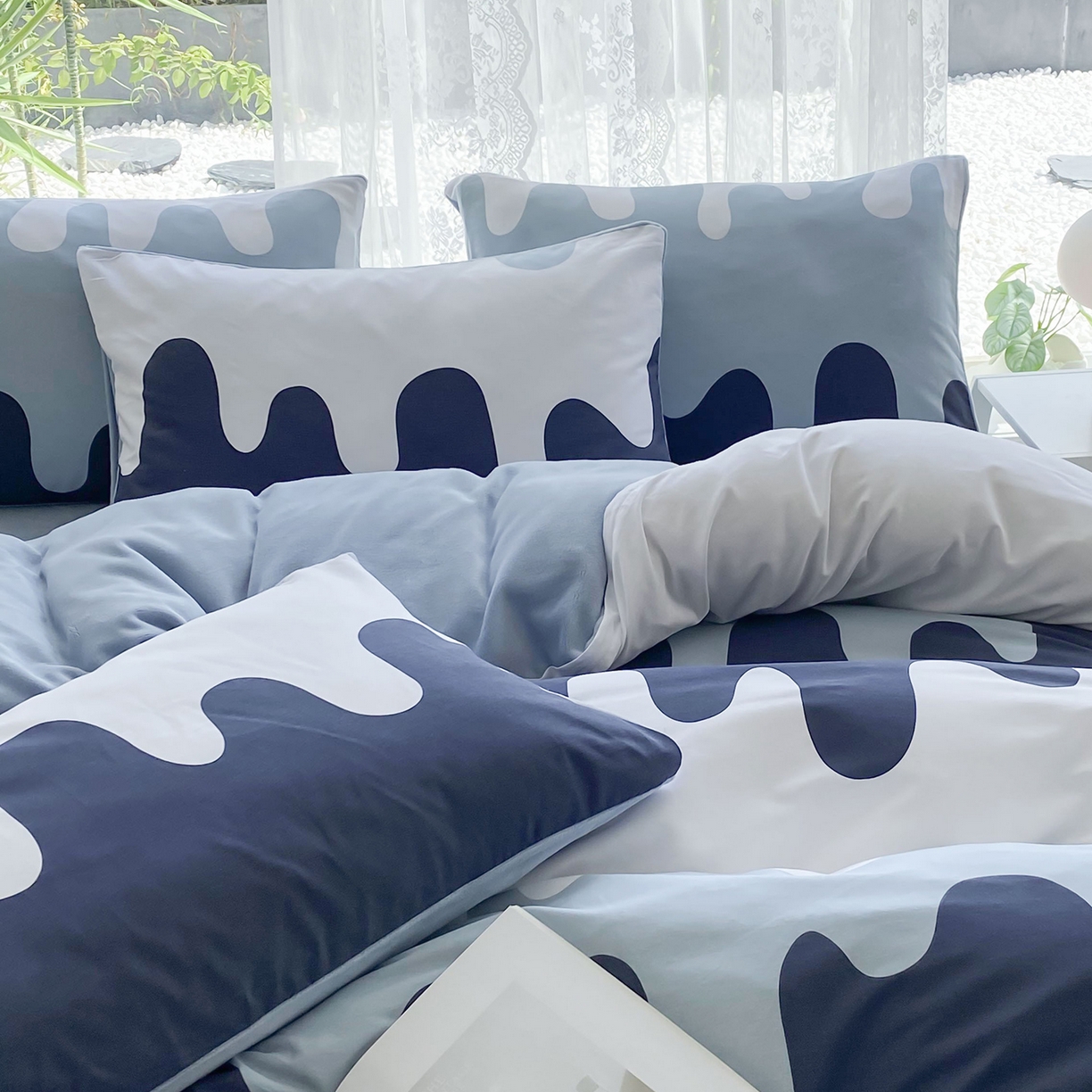 91家纺网 家纺一手货源 找家纺 金鑫汇家纺 2025新款全棉豆豆绒系列单枕套-棉加绒系列 棉加绒-奶油蓝