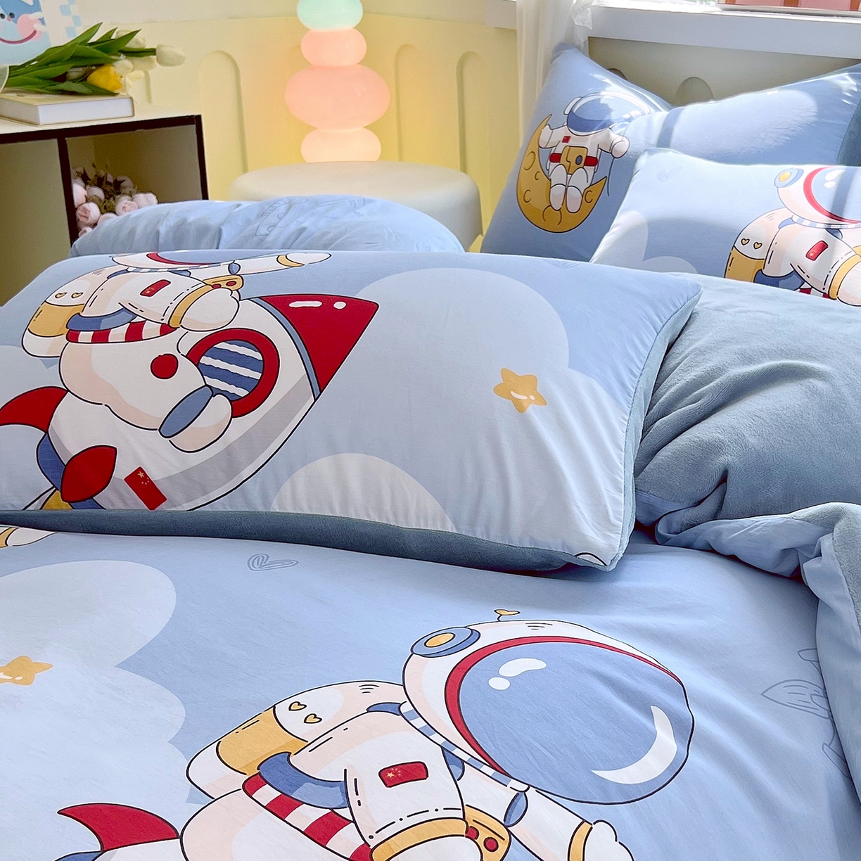 91家纺网 家纺一手货源 找家纺 金鑫汇家纺 2025新款全棉豆豆绒系列单枕套-棉加绒系列 棉加绒-冲上云霄