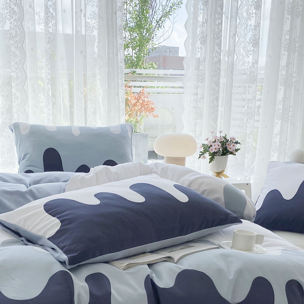 91家纺网 家纺一手货源 找家纺 金鑫汇家纺 2025新款全棉豆豆绒系列单枕套-棉加绒系列 棉加绒-奶油蓝