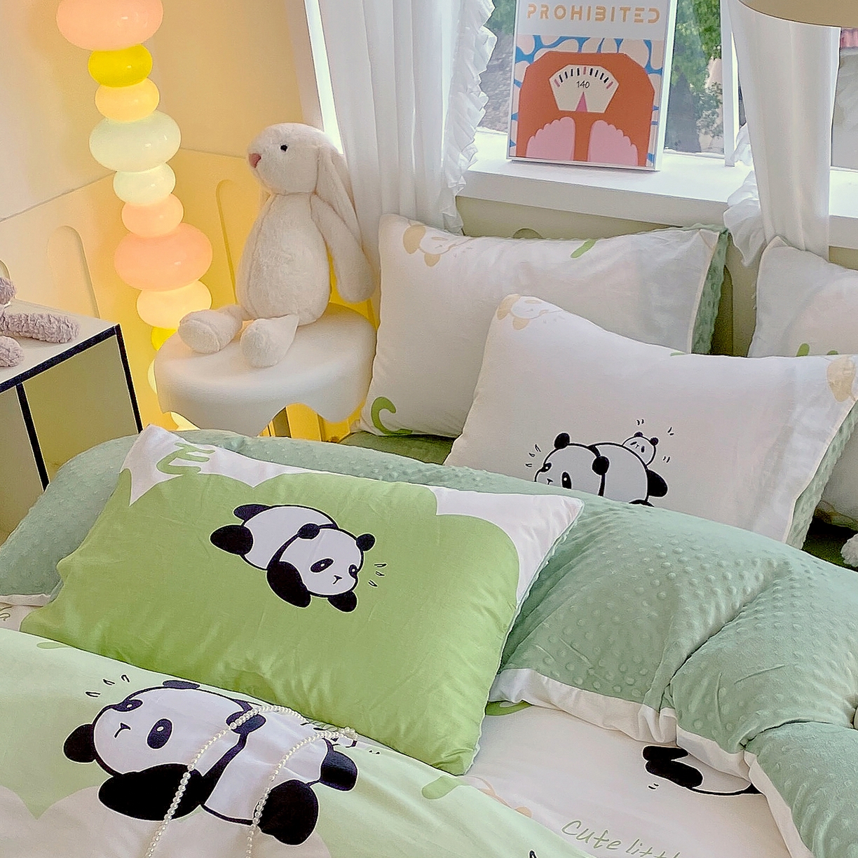 91家纺网 家纺一手货源 找家纺 金鑫汇家纺 2025新款全棉豆豆绒系列单枕套-棉加绒系列 棉加豆豆绒-可爱熊猫