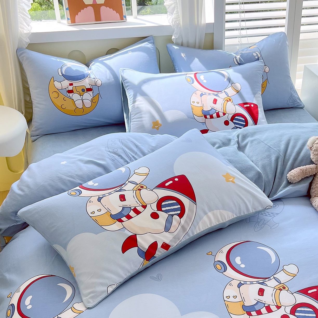 91家纺网 家纺一手货源 找家纺 金鑫汇家纺 2025新款全棉豆豆绒系列单枕套-棉加绒系列 棉加绒-冲上云霄