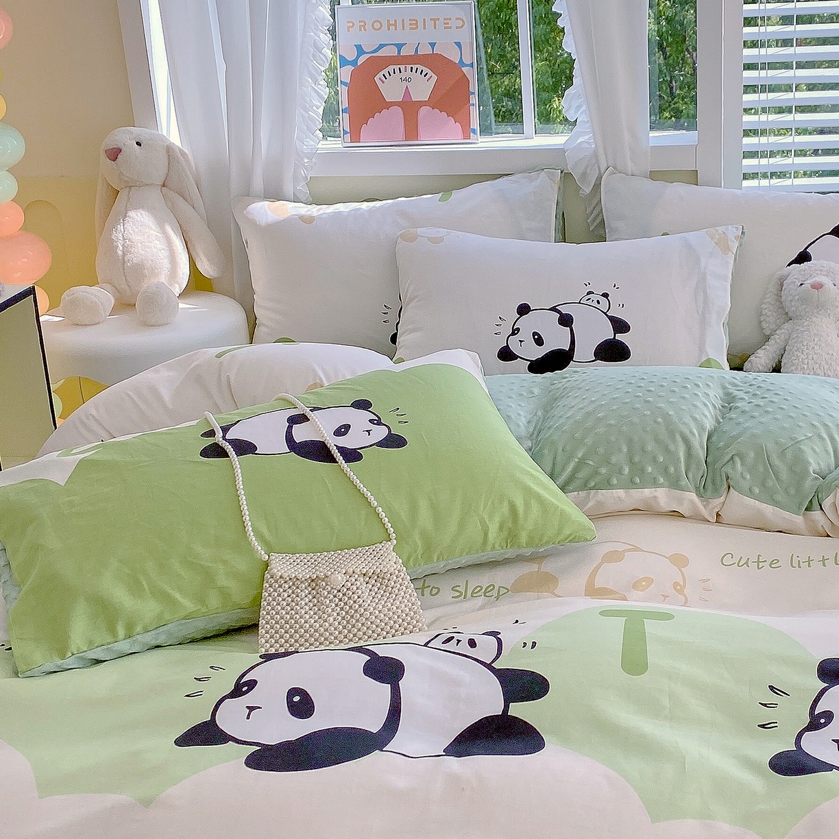 91家纺网 家纺一手货源 找家纺 金鑫汇家纺 2025新款全棉豆豆绒系列单枕套-棉加绒系列 棉加豆豆绒-可爱熊猫