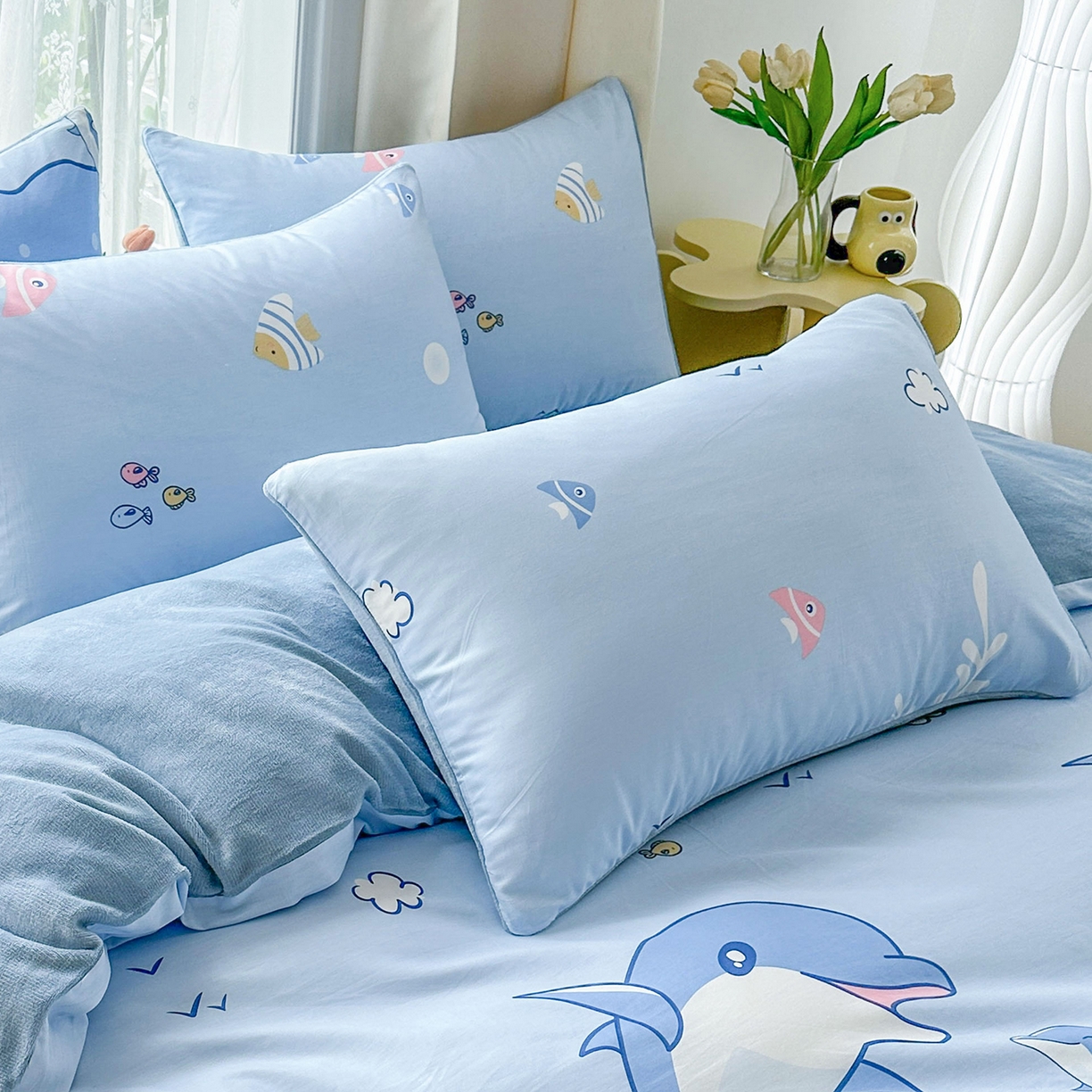 91家纺网 家纺一手货源 找家纺 金鑫汇家纺 2025新款全棉豆豆绒系列单枕套-棉加绒系列 棉加绒-海洋世界