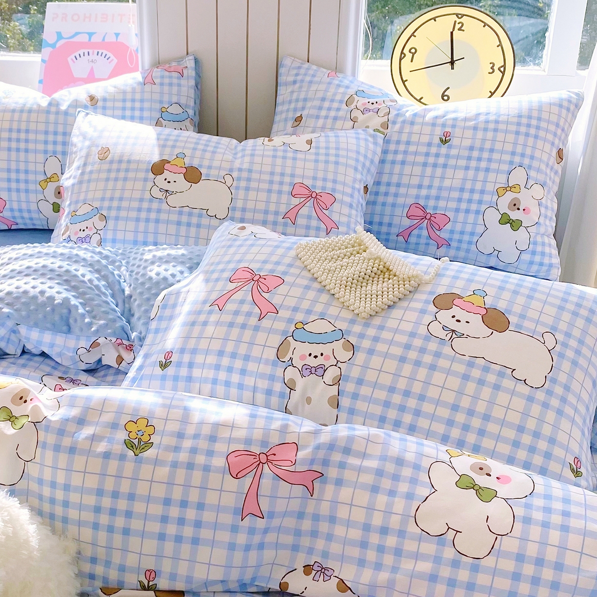 91家纺网 家纺一手货源 找家纺 金鑫汇家纺 2025新款全棉豆豆绒系列单枕套-棉加绒系列 棉加豆豆绒-奶油小狗