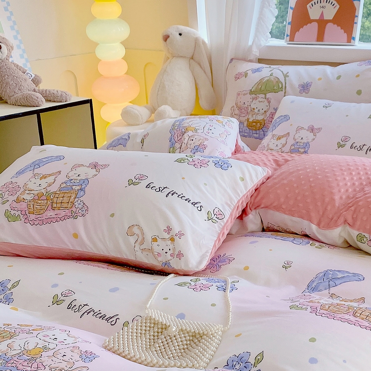 91家纺网 家纺一手货源 找家纺 金鑫汇家纺 2025新款全棉豆豆绒系列单枕套-棉加绒系列 棉加豆豆绒-喵喵日记