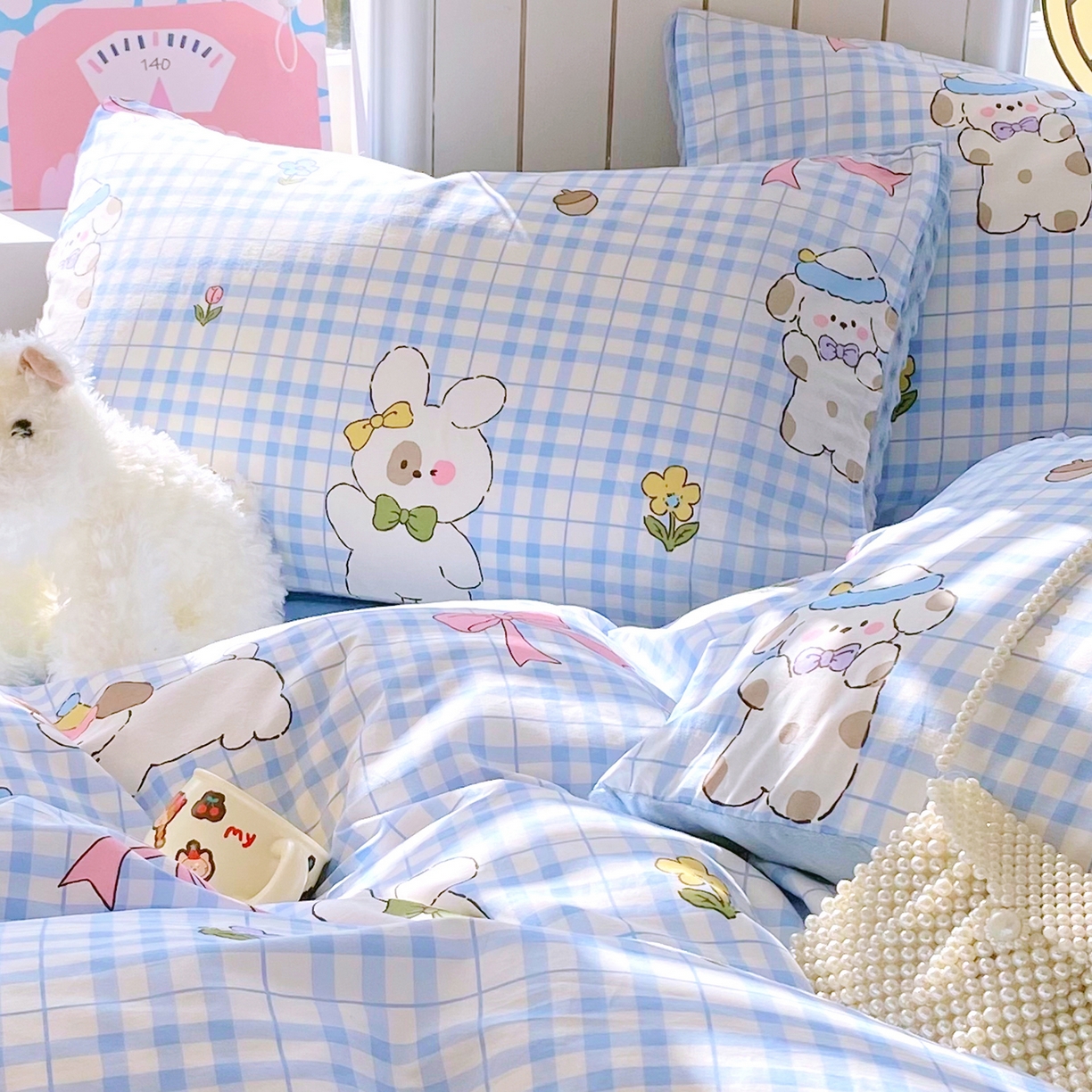 91家纺网 家纺一手货源 找家纺 金鑫汇家纺 2025新款全棉豆豆绒系列单枕套-棉加绒系列 棉加豆豆绒-奶油小狗