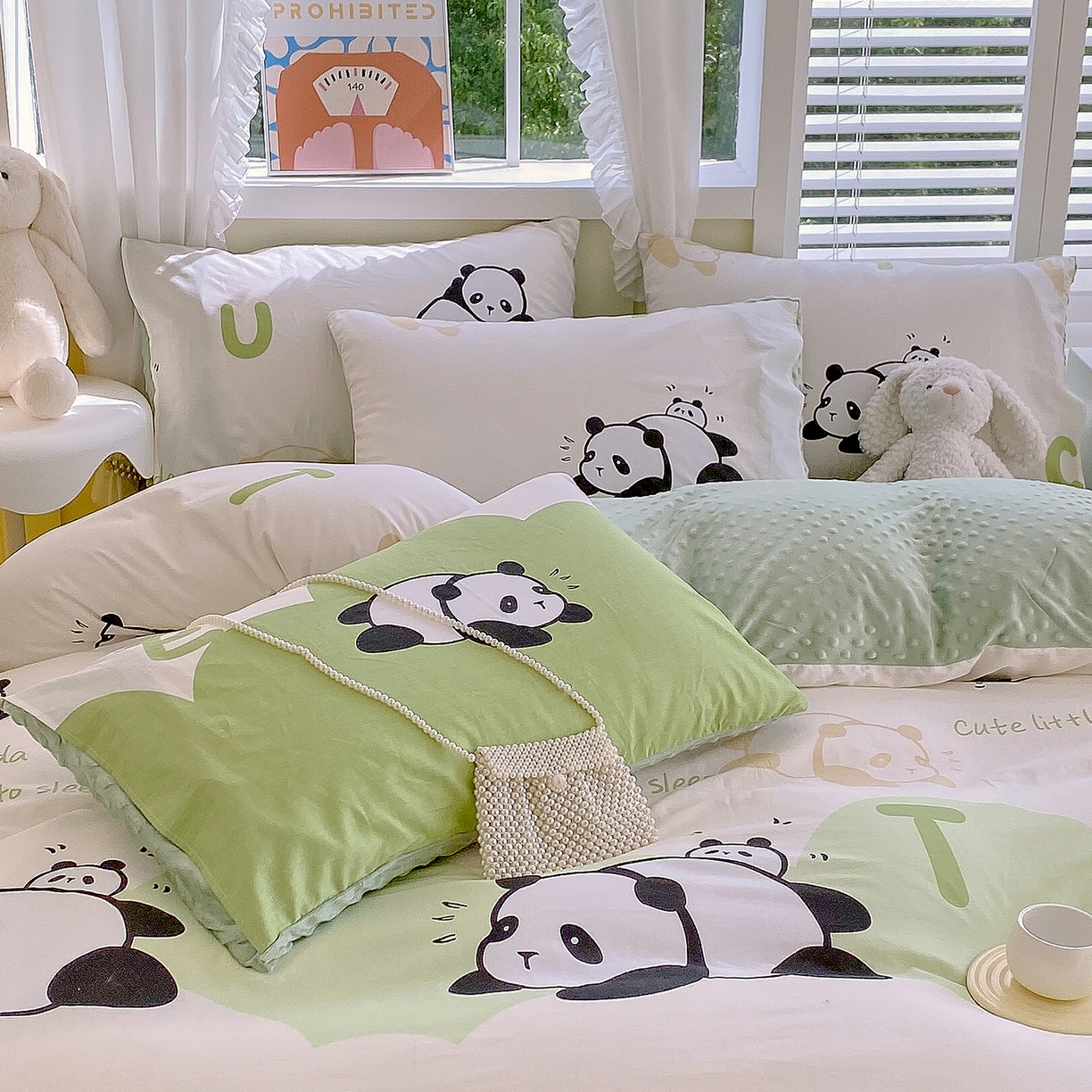 91家纺网 家纺一手货源 找家纺 金鑫汇家纺 2025新款全棉豆豆绒系列单枕套-棉加绒系列 棉加豆豆绒-可爱熊猫