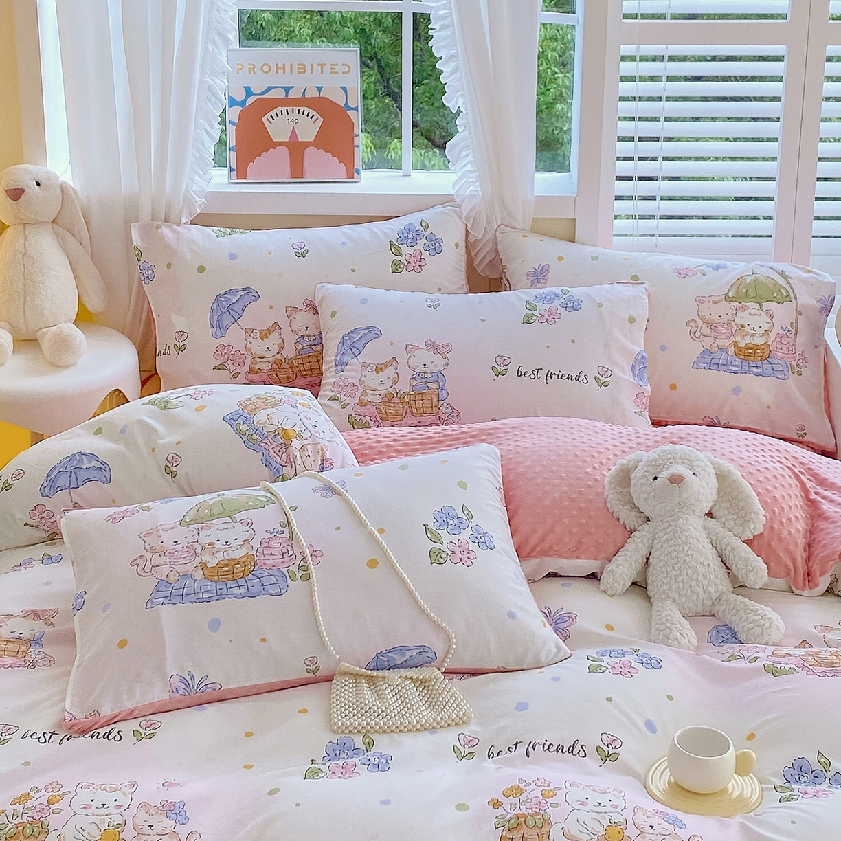 91家纺网 家纺一手货源 找家纺 金鑫汇家纺 2025新款全棉豆豆绒系列单枕套-棉加绒系列 棉加豆豆绒-喵喵日记