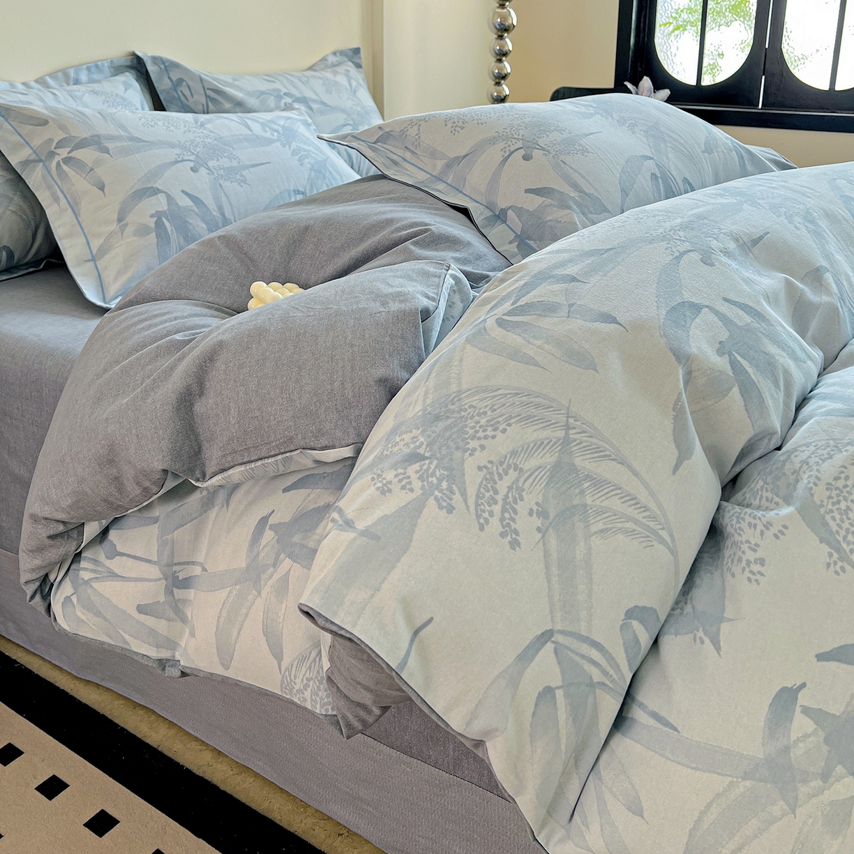 亿梵家居 2026新款全棉纯棉磨毛四件套 半城烟沙-蓝