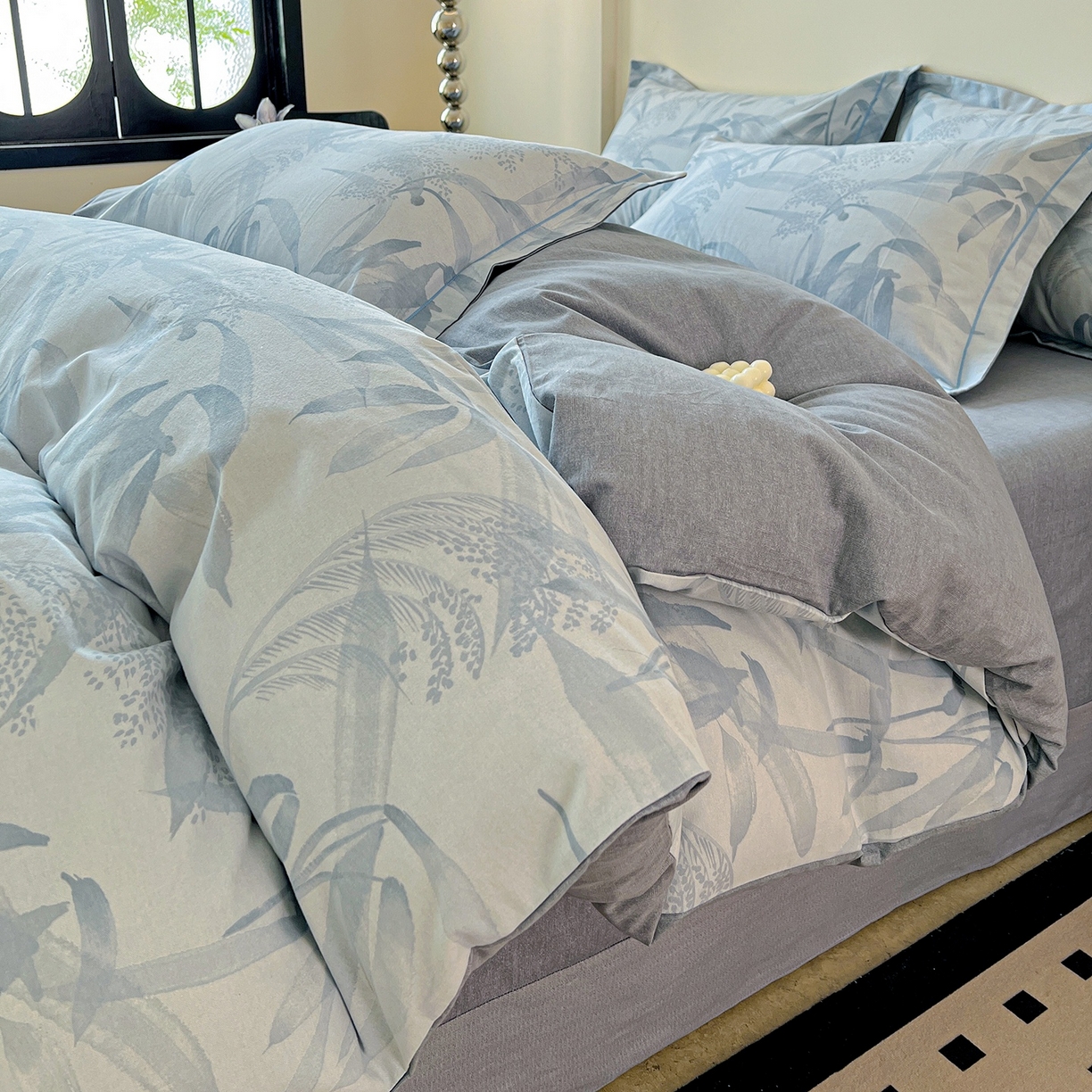 91家纺网 家纺一手货源 找家纺 亿梵家居 2026新款全棉纯棉磨毛四件套 半城烟沙-蓝