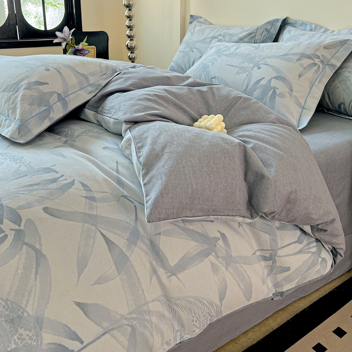 91家纺网 家纺一手货源 找家纺 亿梵家居 2026新款全棉纯棉磨毛四件套 半城烟沙-蓝