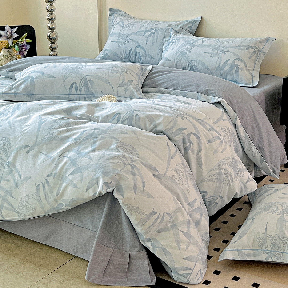 91家纺网 家纺一手货源 找家纺 亿梵家居 2026新款全棉纯棉磨毛四件套 半城烟沙-蓝