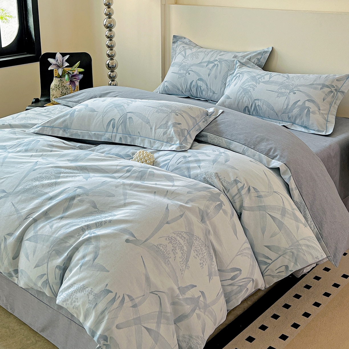 91家纺网 家纺一手货源 找家纺 亿梵家居 2026新款全棉纯棉磨毛四件套 半城烟沙-蓝