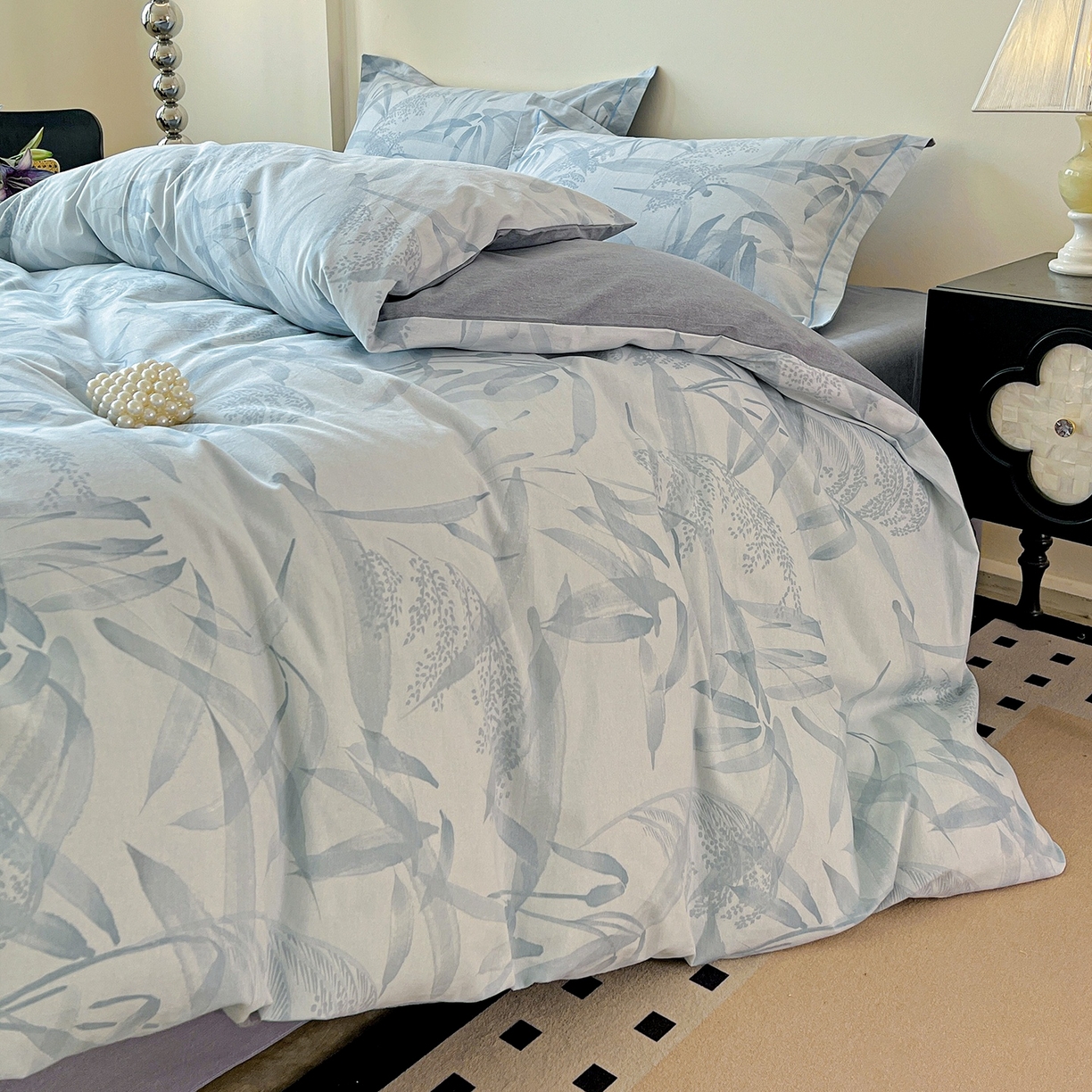 91家纺网 家纺一手货源 找家纺 亿梵家居 2026新款全棉纯棉磨毛四件套 半城烟沙-蓝