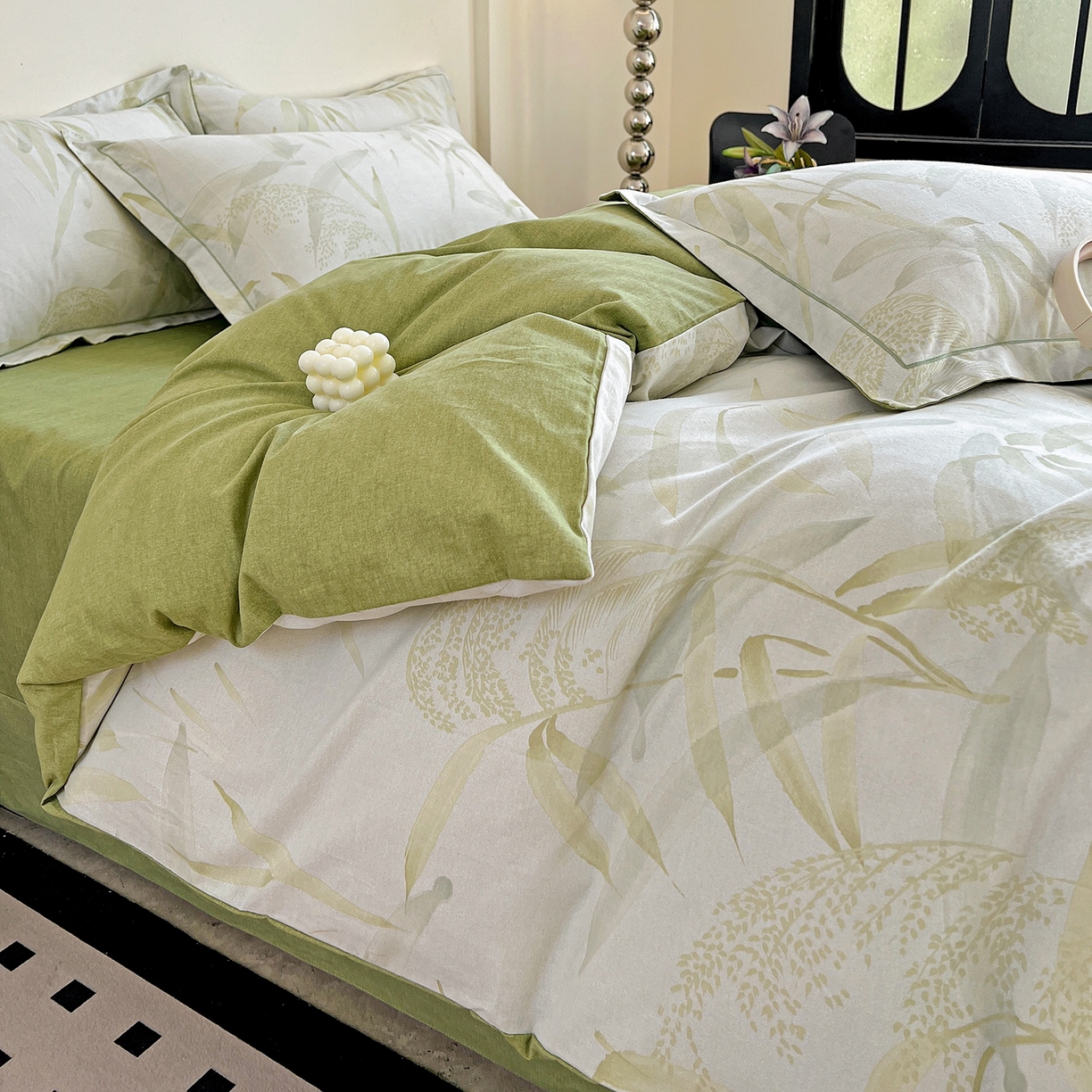 91家纺网 家纺一手货源 找家纺 亿梵家居 2026新款全棉纯棉磨毛四件套 半城烟沙-绿